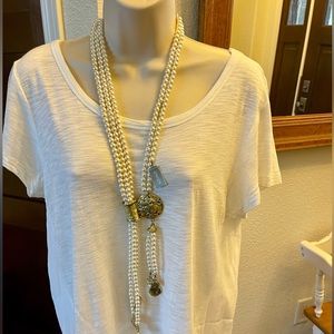 NWT Chico’s Long Pearl Necklace & Bracelet